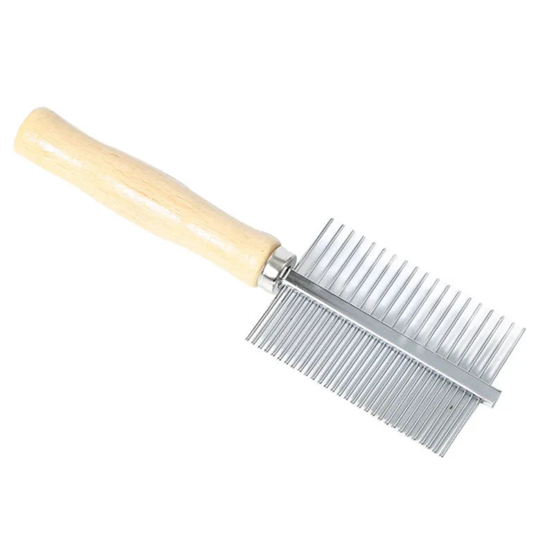 Pet Grooming Brush – Wooden Handle Hair Remover