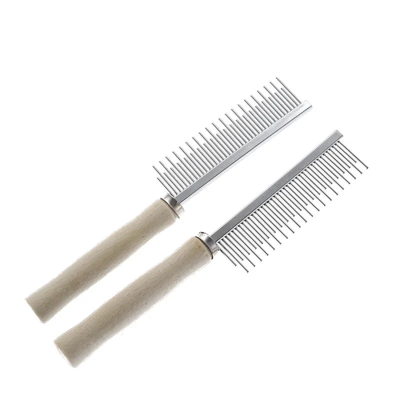 Pet Grooming Brush – Wooden Handle Hair Remover