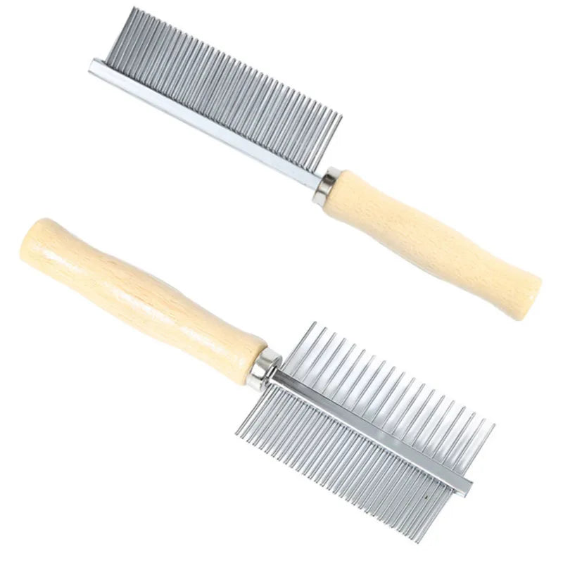 Pet Grooming Brush – Wooden Handle Hair Remover